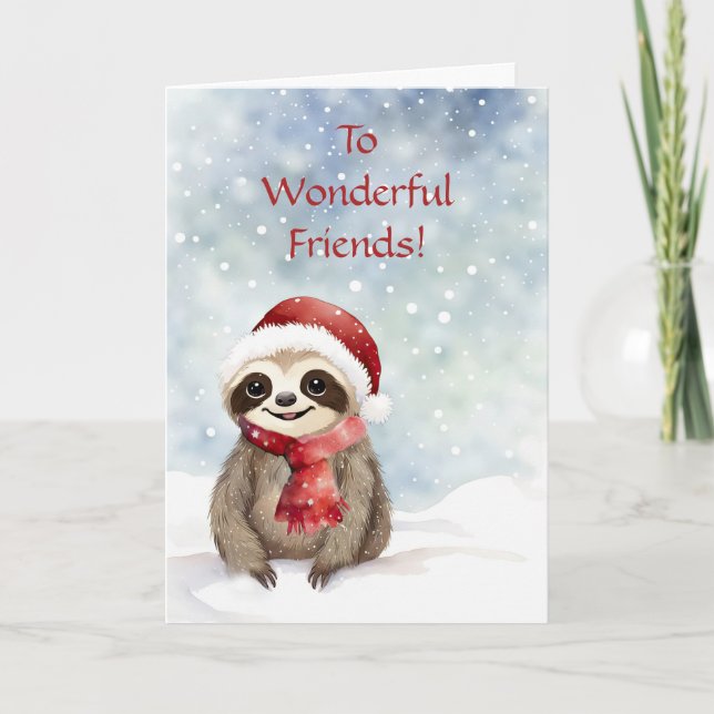 Friends or Friend Happy Holidays Christmas Sloth Kort (Framsida)