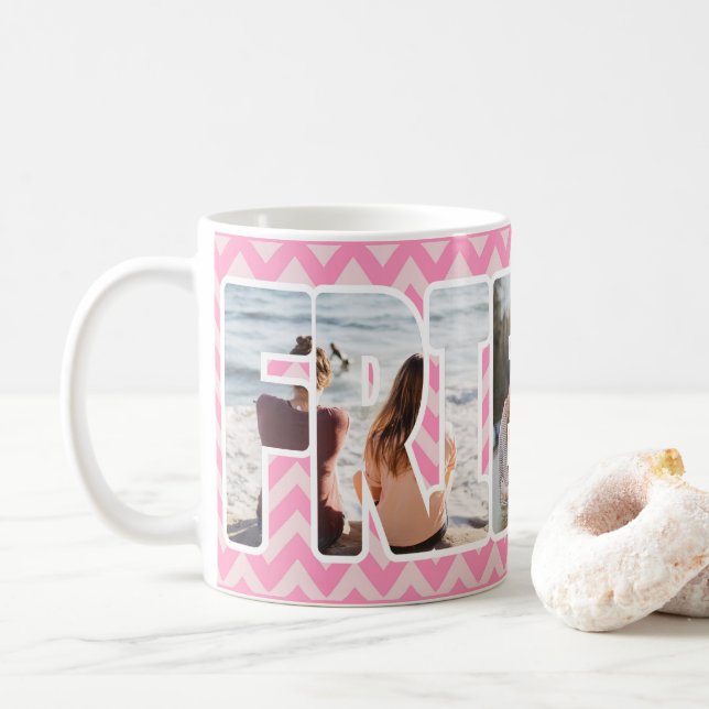 Friends Personlig 3 Photos Rosa Home Decor Kaffemugg (Med munk)