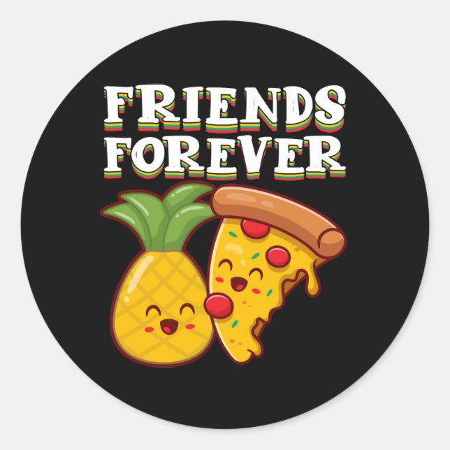 Friends Pineapple Pizza Runt Klistermärke (Framsida)