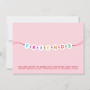 Friends Söt vänskap Bracelet rosa Valentine's Inbjudningar