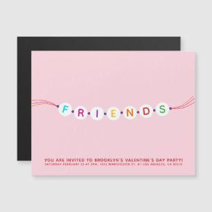 Friends Söt vänskap Bracelet rosa Valentine's Magnetisk Inbjudningskort