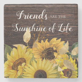 Friends Sunshine Gult Sunblommor Rustic Wood Stenunderlägg