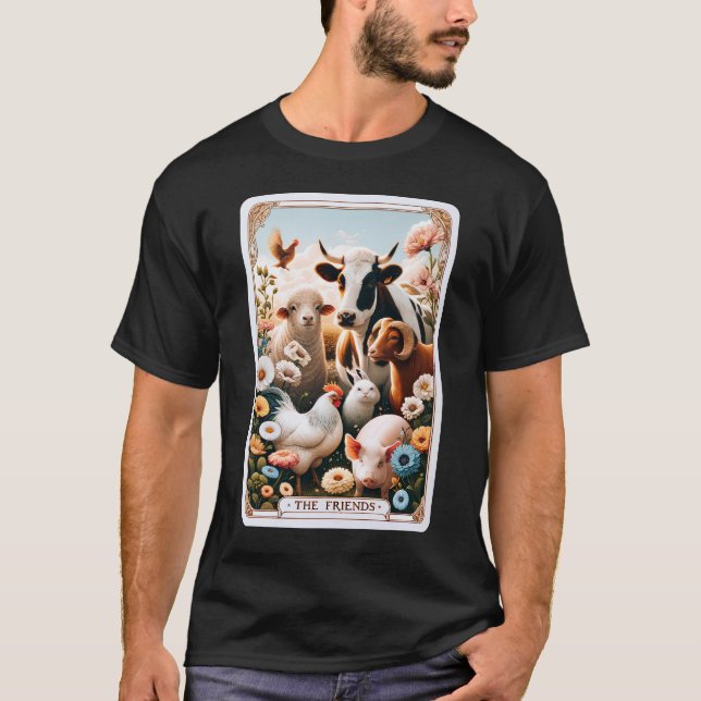 Friends Tarot Card Vegan Vegetarian Animal T Shirt (Framsida)