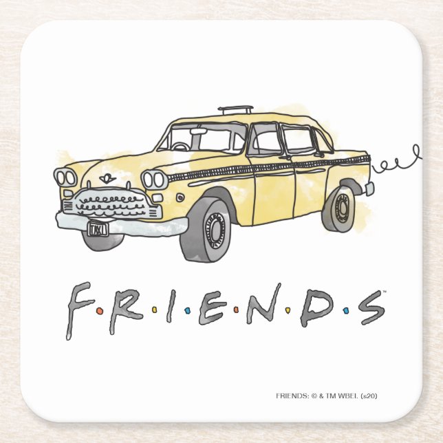 FRIENDS™ | Taxi Cab Underlägg Papper Kvadrat (Framsidan)