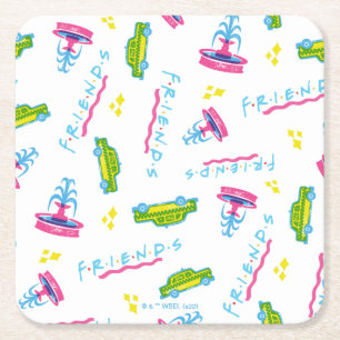 FRIENDS™ Taxi och Vatten Fontän Mönster Underlägg Papper Kvadrat