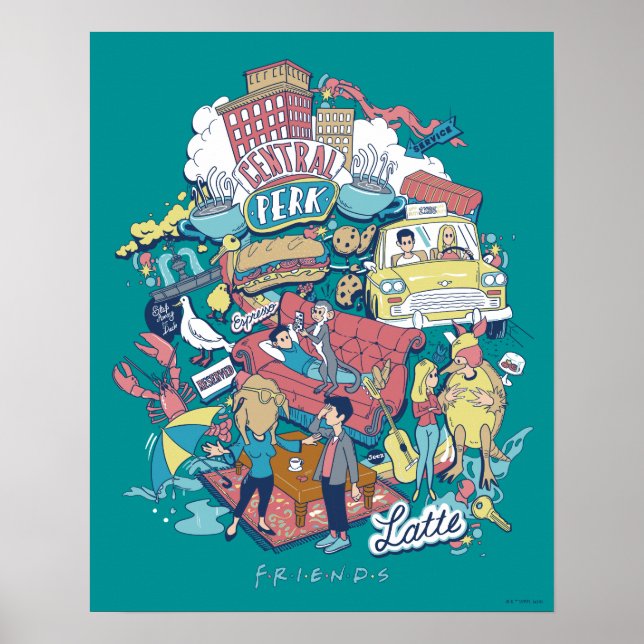 FRIENDS™ | Tecknad kollaage Poster (Framsidan)