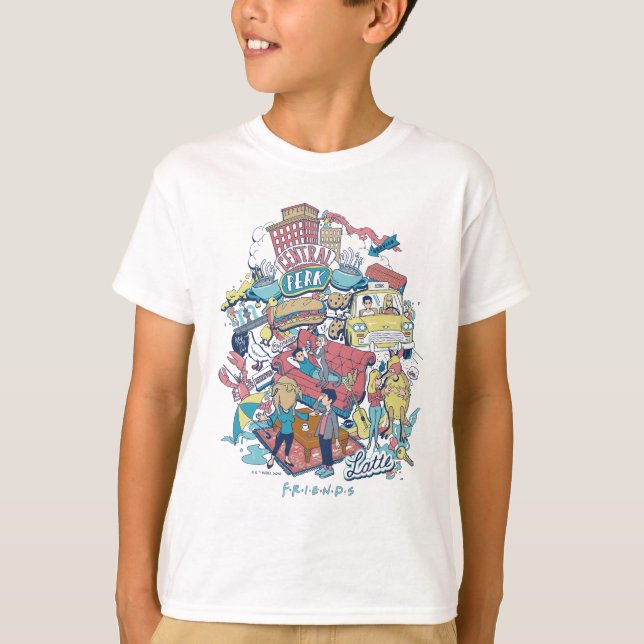 FRIENDS™ | Tecknad kollaasj T Shirt (Framsida)
