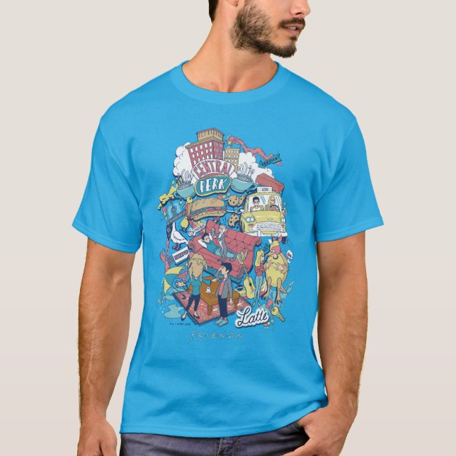 FRIENDS™ | Tecknad kollaasj T Shirt (Framsida)