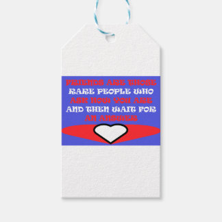 Friends themed colors red blue white design    presentetikett