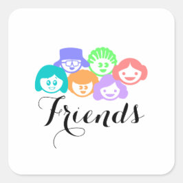 "Friends"-Vänskap, Söt Stickers" Fyrkantigt Klistermärke
