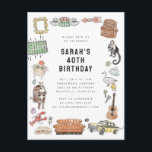 FRIENDS™ Watercolor Icons Birthday Vykort<br><div class="desc">Fira din födelsedag med en gnutta nostalgi med det här FRIENDS™-temade vykortet för vattenfärgssymboler. Med ikonsymboler från det älskade TV-programmet tillför det här vykortet en roligt och personlig beröring till dina födelsedagshälsningar.</div>