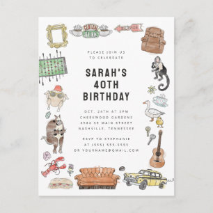 FRIENDS™ Watercolor Icons Birthday Vykort