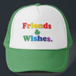 Friends & Wishes Keps<br><div class="desc">This t-shirt design features the phrase Friends & Wishes. in a fun, multi-colored font with a subtle drop shadow, giving it a playful 3D effect. The text is a vibrant rainbow gradient, with colors including bright reds, oranges, yellows, greens, blues, and purples. The overall style is cheerful and modern, perfect...</div>