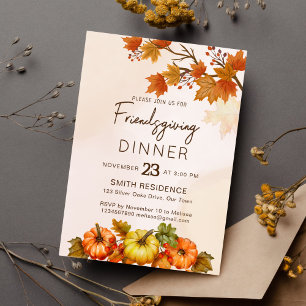Friendsgivig Thanksgiving fall bladpumpor Inbjudningar