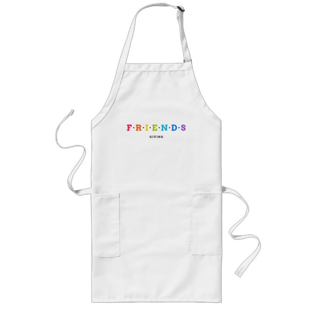 Friendsgiving Apron - Perfekt för Thanksgiving! Långt Förkläde (Framsidan)