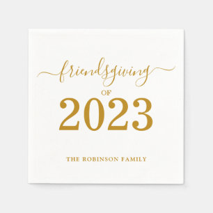 Friendsgiving av 2023 Guld thanksgiving Pappersservett