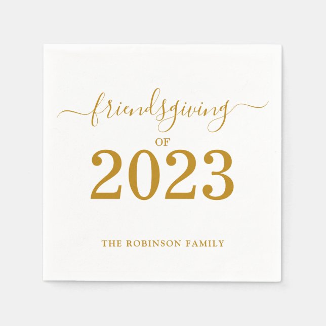 Friendsgiving av 2023 Guld thanksgiving Pappersservett (Framsidan)