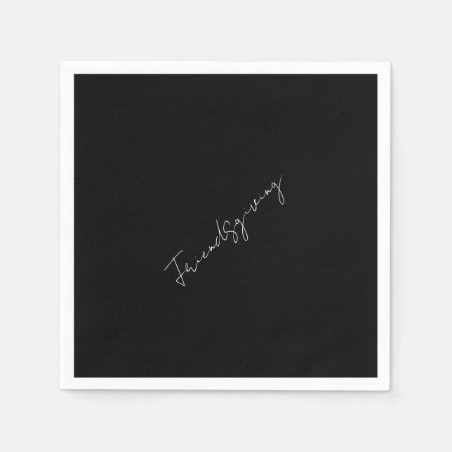 Friendsgiving Black Cocktail Pappersservett (Framsidan)