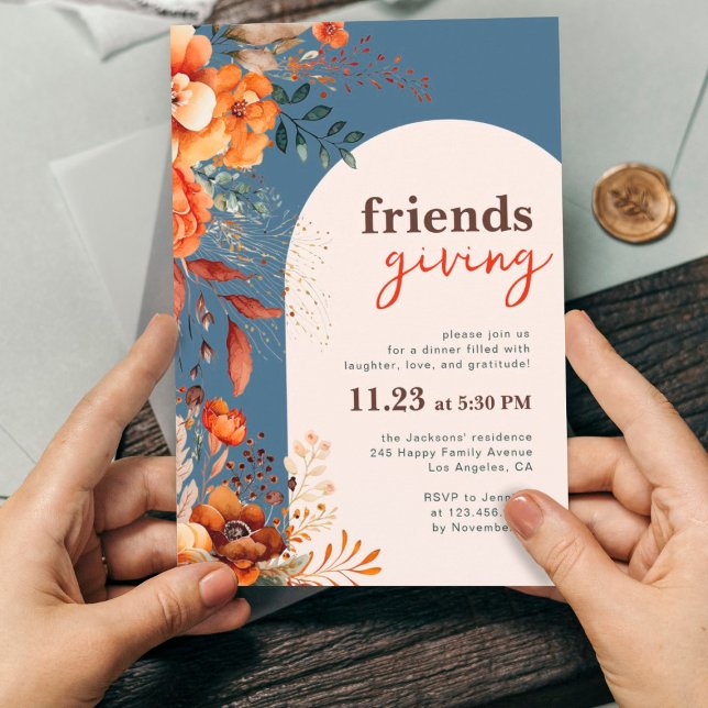 Friendsgiving blommigt White Arch Inbjudningar (Skapare uppladdad)