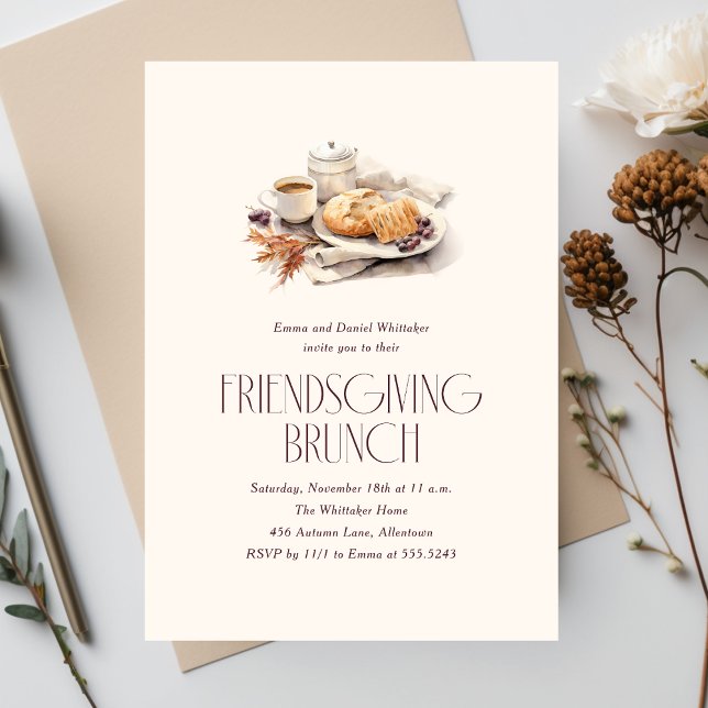 Friendsgiving Brunch Watercolor Inbjudningar (Skapare uppladdad)