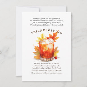 Friendsgiving Cocktails Thanksgiving Party Inbjudningar