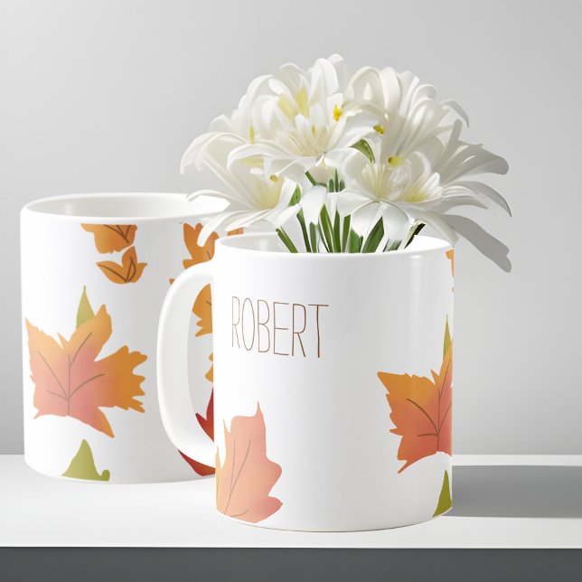 Friendsgiving den moderna Höst löv Namn-gästen Kaffemugg (Skapare uppladdad)