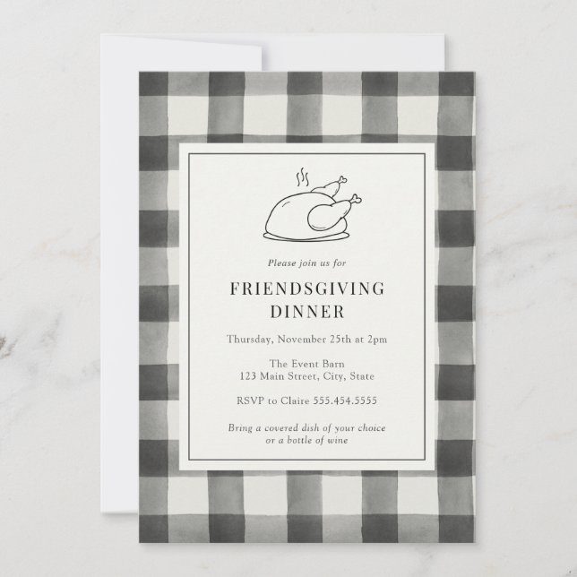 Friendsgiving Dinner Black Buffalo Play Inbjudningar (Framsida)