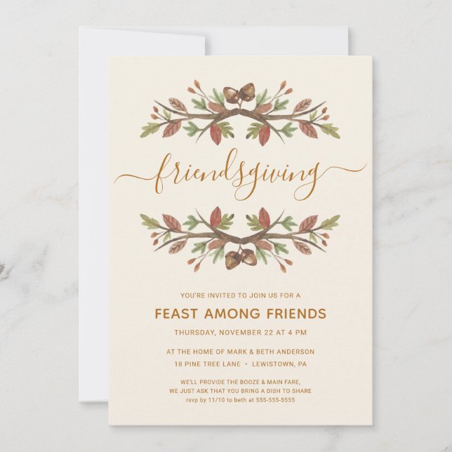FRIENDSGIVING DINNER INBJUDAN | THANKFUL FOLIAGE (Framsida)