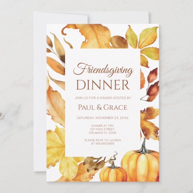 Friendsgiving Dinner Invitation Fall Inbjudningar (Framsida)