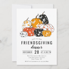 Friendsgiving Dinner Modern Blommigt Pumpkins Inbjudningar