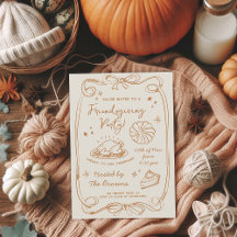 Friendsgiving Dinner Party Hand Drawn Doodle Fall