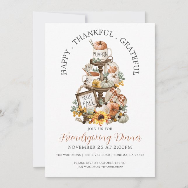 Friendsgiving Dinner Rustic Pumpkins Fall Inbjudningar (Framsida)