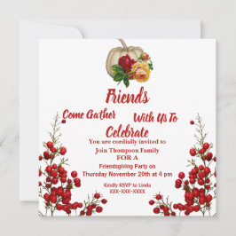 Friendsgiving Fall Autumn Pumpkin Ro Red Berry Inbjudningar