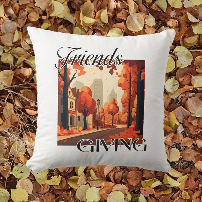 Friendsgiving Fall Orange Kudde (Skapare uppladdad)