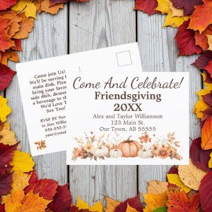 Friendsgiving Fall Thanksgiving Inbjudan vykort