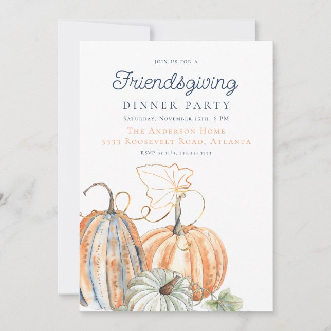 Friendsgiving Fall Thanksgiving Middag Party Inbjudningar (Framsida)