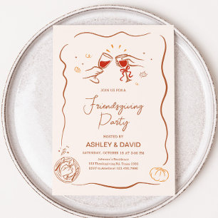 Friendsgiving Fall Thanksgiving Party Inbjudningar