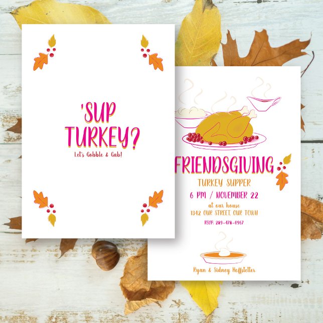 Friendsgiving Feast | Rosa och Guld Inbjudningar (Skapare uppladdad)
