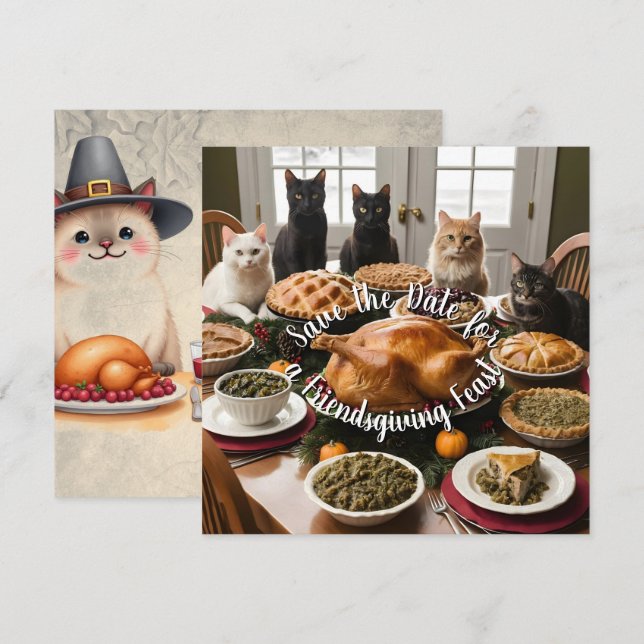 Friendsgiving Feast Spara Datumet (Fram/baksida)