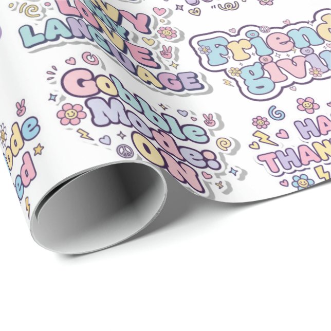 Friendsgiving-fest Pappersomslag Presentpapper (Rullad Hörn)