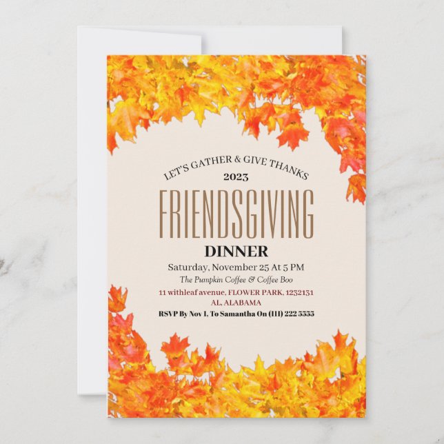 Friendsgiving Fest Thanksgiving Middag Höst  Inbjudningar (Framsida)