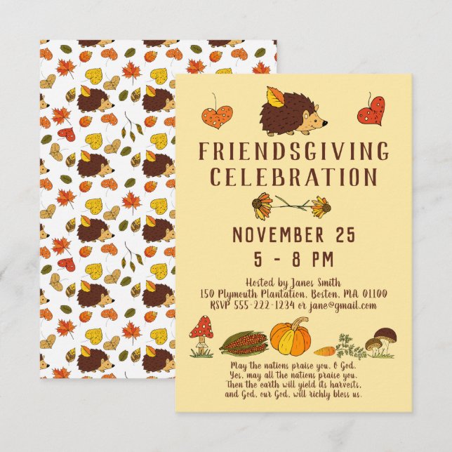 Friendsgiving Firande med Bible Verse Inbjudningar (Fram/baksida)