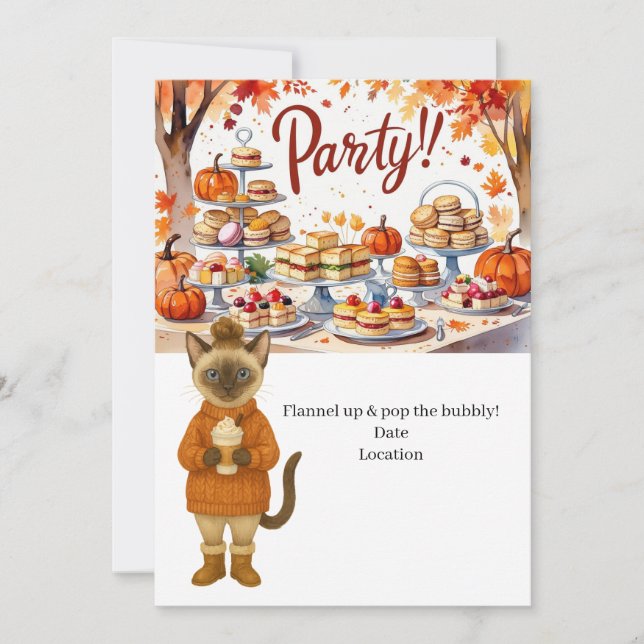 Friendsgiving Flanals upp och stoppa bubblan! Inbjudningar (Framsida)