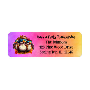 Friendsgiving Funky Thanksgiving Returadress Etikett