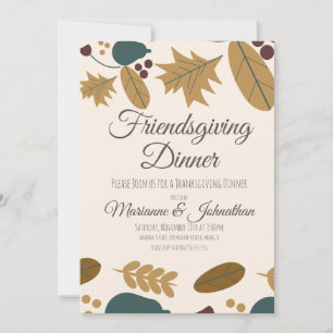 Friendsgiving grönska blad Thanksgiving  Inbjudningar
