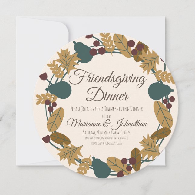 Friendsgiving grönska blad Thanksgiving krans (Framsida)