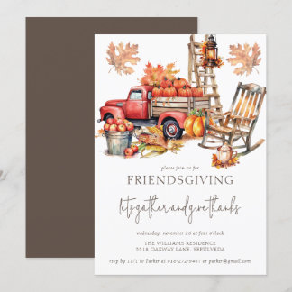 Friendsgiving Höger vattenfärg Lastbil Inbjudningar