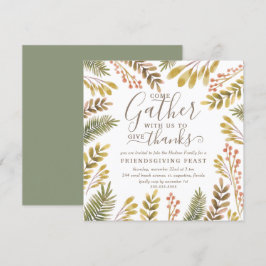 Friendsgiving Hösten Greenery Watercolor Wandeans Inbjudningar