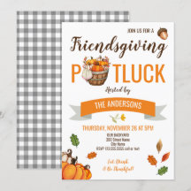 Friendsgiving inbjudan till Thanksgiving om otur