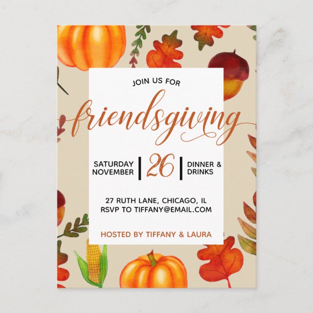 Friendsgiving Inbjudan Vykort (Framsida)